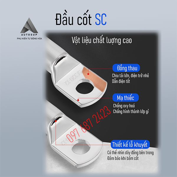 Đầu cos SC, Đầu cos trần, SC1.5-4, SC2.5-5, SC4-4, SC4-6