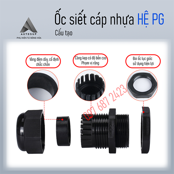 Ốc Siếp Cáp Nhựa Hệ PG