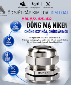 Ốc Siết Cáp Hệ M Kim Loại Chống Nước IP68 | Đồng Mạ Niken Cao Cấp