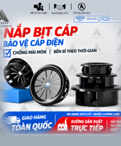 Nắp Luồn Dây Điện Nhựa PA66 chống cháy Phi 50mm Màu Đen – Nắp Bịt Tủ Điện, Nắp Bịt Lỗ Bàn Làm Việc, Bàn Máy Tính
